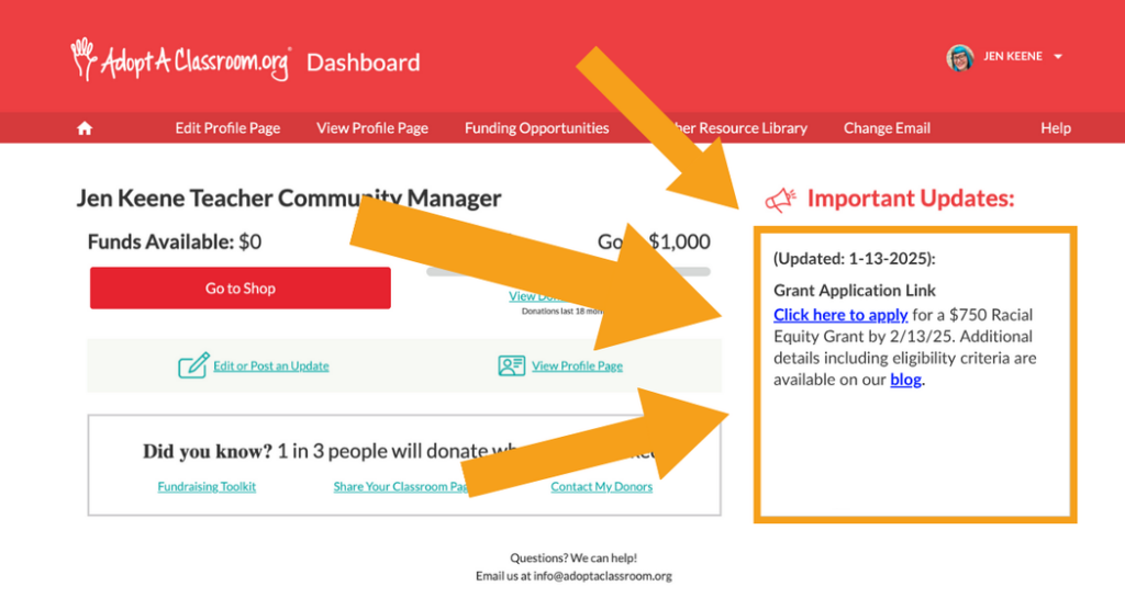 Teacher Dashboard Notification-Inclusive Classroom